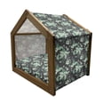 thumbnail image 2 of Grey and Green Pet House, Nostalgic Flowers in Abstract Style Leaves Blossoms Flourishing Nature, Outdoor & Indoor Portable Dog Kennel with Pillow and Cover, 5 Sizes, Grey Mint Green, by Ambesonne, 2 of 5