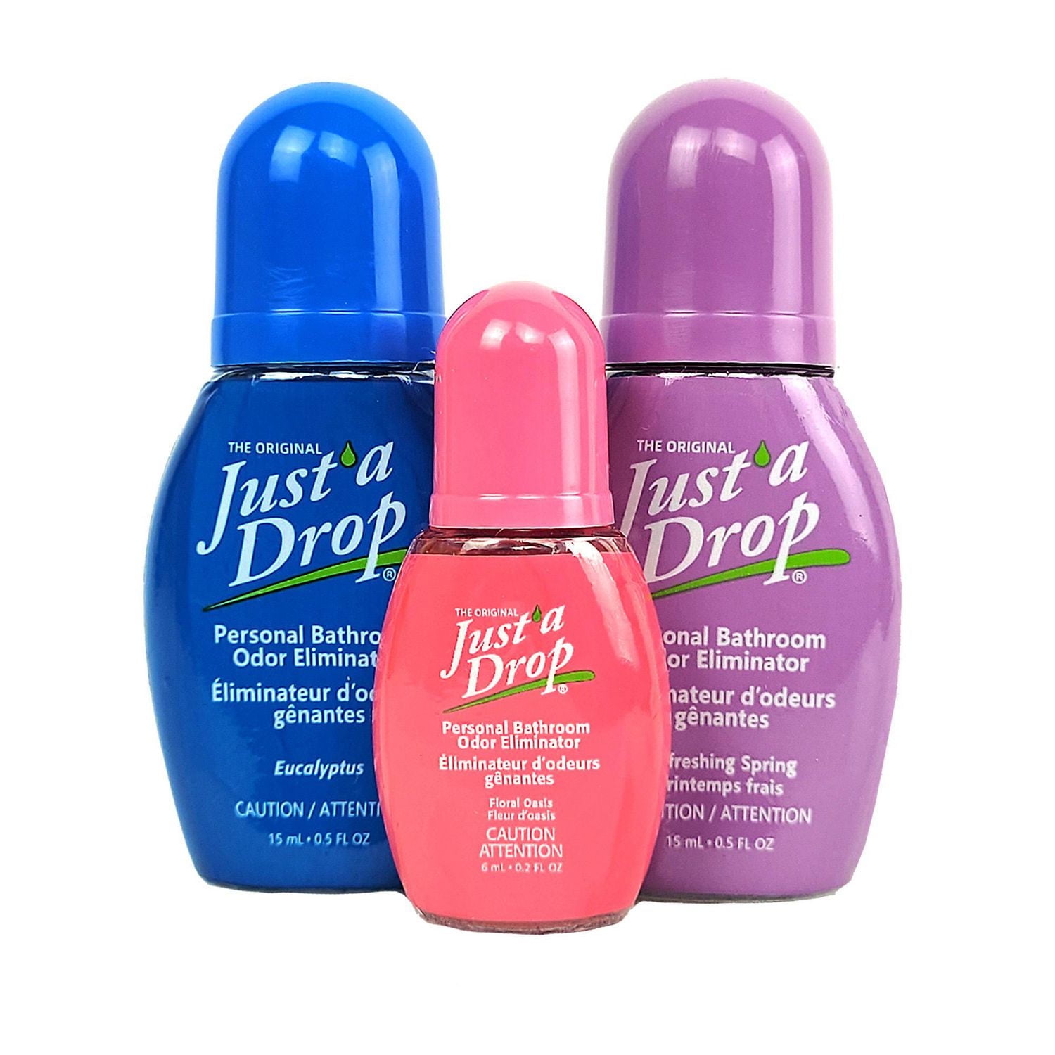 Just'a Drop Éliminateur d'Odeurs de Toilette, 36 ml / 1.2 fl. oz., Gouttes Pré-Poop, Pack de  3, Parfums Assortis
