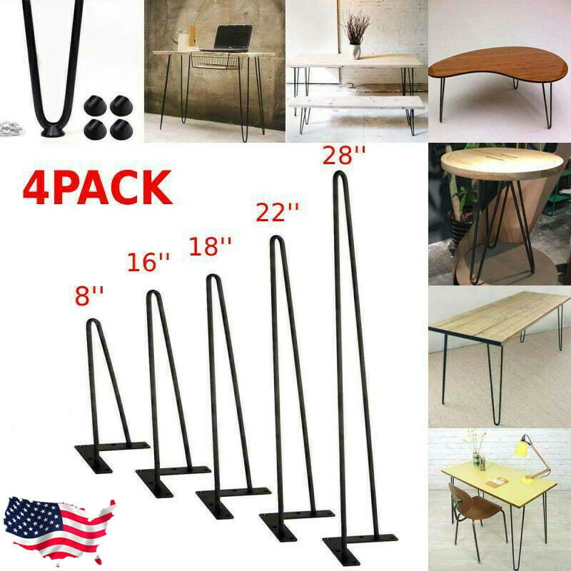 Set Of 4 for Furniture Bench Desk Table in Steel 4 x Hairpin Legs Hair Pin Legs 