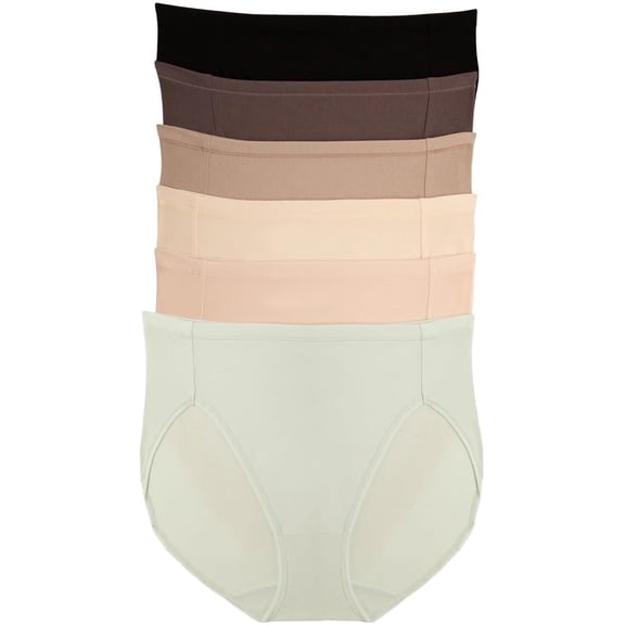Felina Womens 6 Pack Super Stretch Cotton Hi-Cut Briefs (US, Alpha, Small, Regular, Regular, Cool Neutrals)