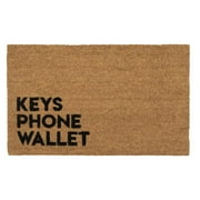 Entryways Reminder Keys Wallet Phone Coir Indoor Outdoor Doormat, 17'' x 28'', Black