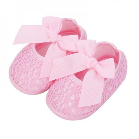

Clearance!Girl Baby Shoes Anti-Slip Shoes with Bowknot Casual Sneakers Toddler Soft Soled First Walkers Fashion Lace Newborn Gifts Pink S