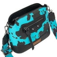 thumbnail image 4 of Wrangler Cow Print Crossbody Bag for Women Western Cross Body Purse with Signature Strap, Turquoise, 4 of 7