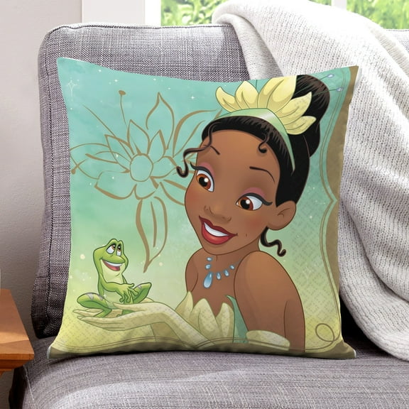 The Princess Frog Super Soft Pillowcase for Home Decor, Suitable for Living Room, Bed, Sofa, 18×18 Inches