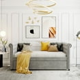 thumbnail image 2 of Twin Size Upholstered daybed with Trundle, Wood Slat Support, 2 of 7