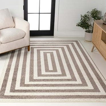 JONATHAN Y MOH211A-5 Bandol Modern Classic Mitre Stripe Brown/Ivory 5 ft. x 8 ft. Area Rug, Geometric Farmhouse, Pet Friendly, Stain Resistant, Easy to Clean, for Living Room; Kitchen, Bedroom