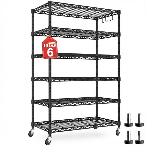 TrumanPick 6-Tier Wire Shelf 36"W x 16"D x 76"H Heavy Duty Metal Storage Shelves, Adjustable Garage Shelving Unit Organizers for Kitchen Bathroom & Pantry, Black