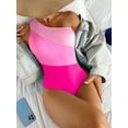 thumbnail image 3 of Hotian Women's One Piece Swimsuit Color Block One Shoulder Cut Out Bathing Suit Sexy Beach Swimwear Beachwear Hot Pink M, 3 of 7