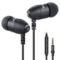 Wired Earphones, Adorer EM10 Powerful Bass in Ear Headphones with Microphone and Volume Control, Wired Earbuds for iOS Android Smartphones, Noise Isolating Earphones - Black