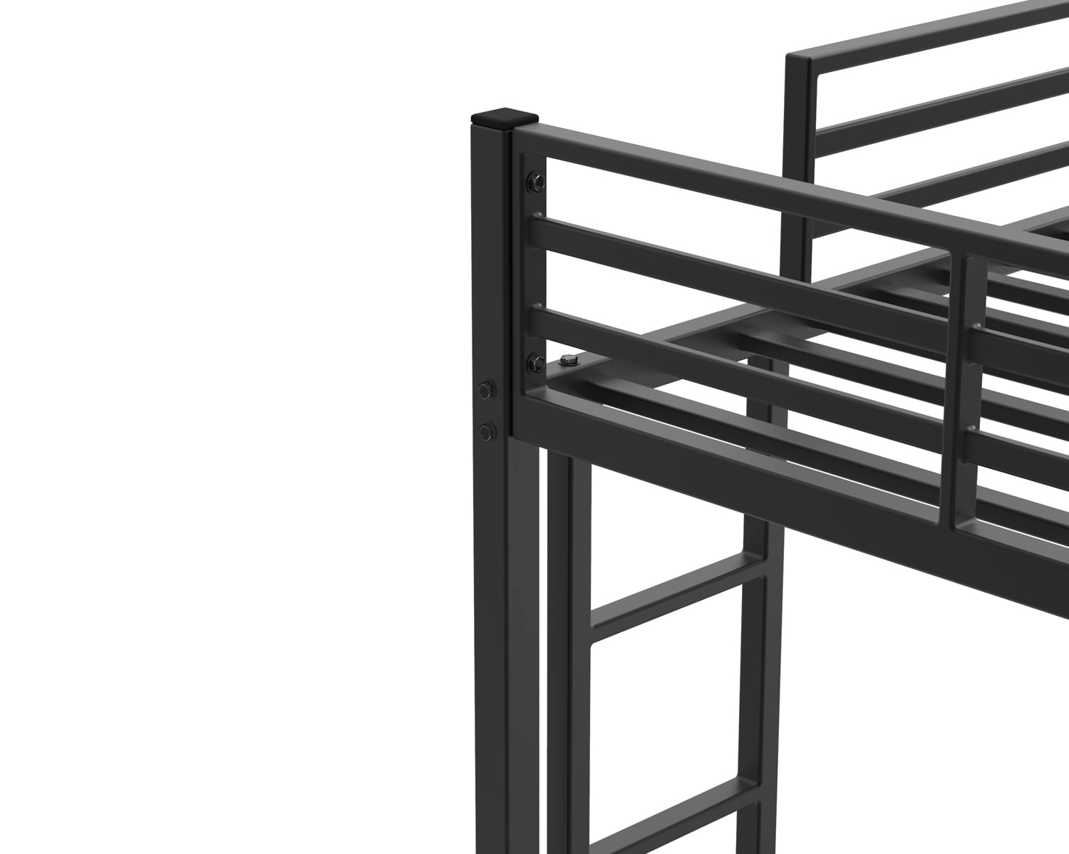 Twin Over Twin Metal Bunk Bed with Ladder, Low Profile Bunk Bed Frame, Sturdy Steel Construction with Full Length Guardrail for Bedroom, Guest Room, Black