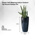 thumbnail image 2 of XBrand 29.5" H Black Plastic Self Watering Indoor Outdoor Tall Round Planter Pot, Decorative Gardening Pot, Home Décor Accent, 2 of 10