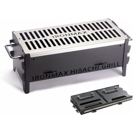 Portable Folding Hibachi Grill, Heavy Duty Charcoal & Wood-Burning Campfire Grill for Outdoor Cooking, Camping Yakitori,  & Backyard - 16" x 7.5" x 6.5"