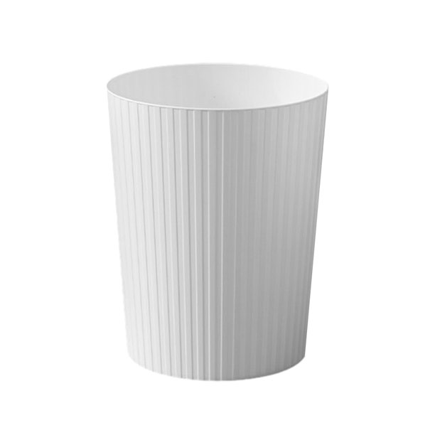 Kearding Bote de basura pequeño de plástico diseñado para una organización eficiente Contenedor de basura fácil y duradero Suministros de limpieza para el hogar raya blanca 21*21*26.5 cm