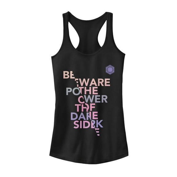 Junior's Star Wars The Last Jedi Beware the Dark Side Racerback Tank Top Black X Large
