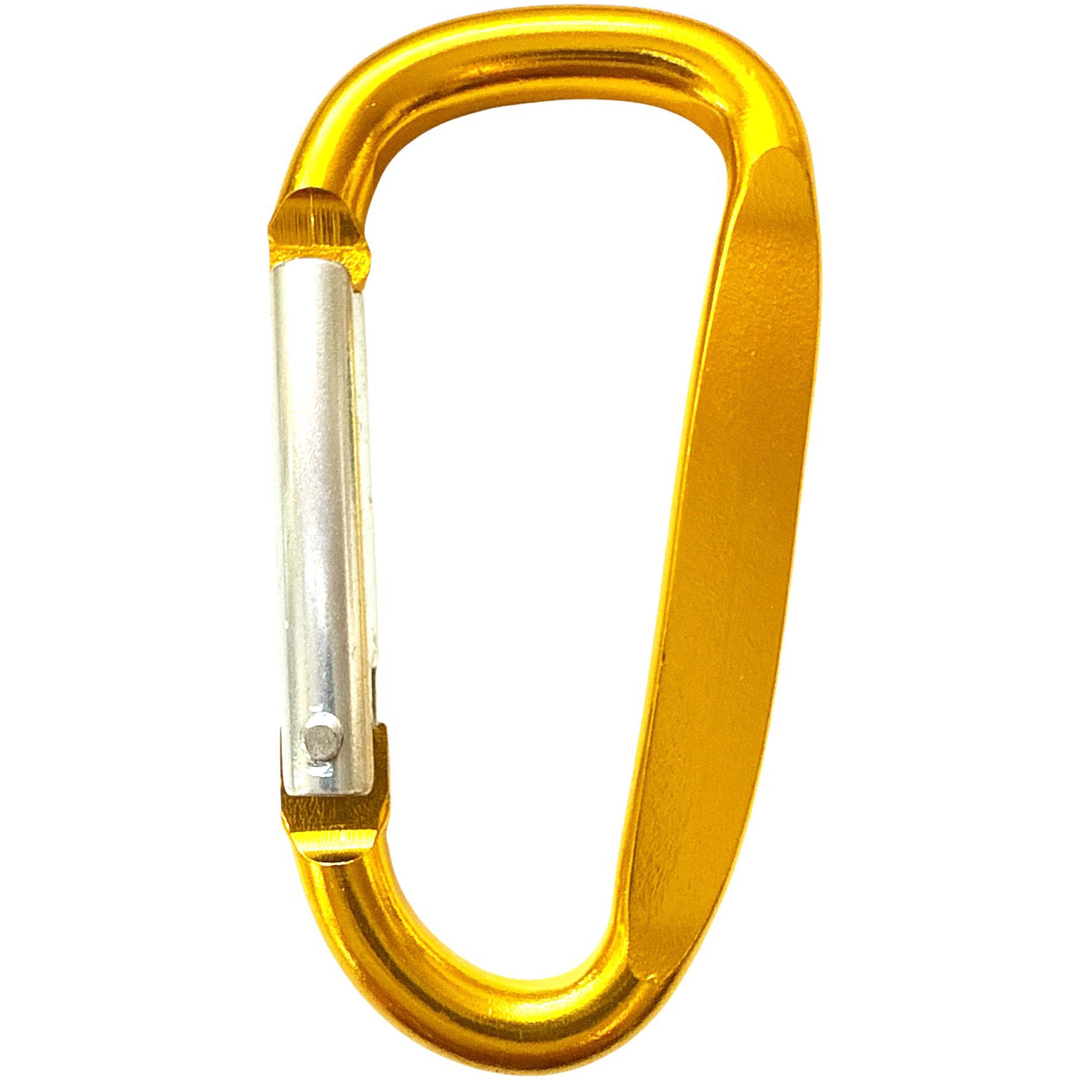 100 pcs - 2.25 inch Gold Aluminum Carabiner D Shape Flat Edge, Keychain Clip, Spring Snap Key Chain Clip Hook