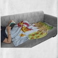 thumbnail image 6 of Farmland Soft Flannel Fleece Throw Blanket, Border with Rooster Tree Butterfly and Flowers in Summer Kids Farm Print, Cozy Plush for Indoor and Outdoor Use, 50" x 60", Multicolor, by Ambesonne, 6 of 6