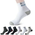 thumbnail image 3 of Opvise Mens Socks 5 Pairs Sports Socks Breathable Sweat Absorption Letter Printed Mid-Tube Soft Socks Sports Wear Bouncy Summer Outdoor Running Casual Socks Men Accessories White, 3 of 7