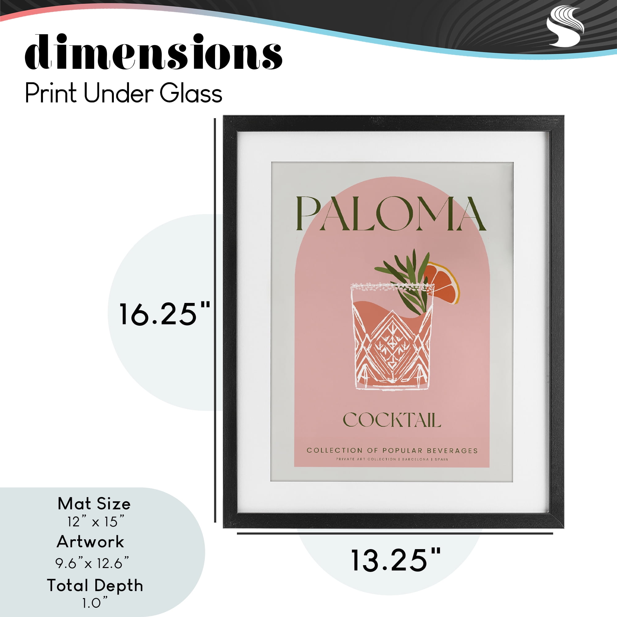 Stylish Retro Paloma Black Framed Print Under Glass, design by Lil' Rue
