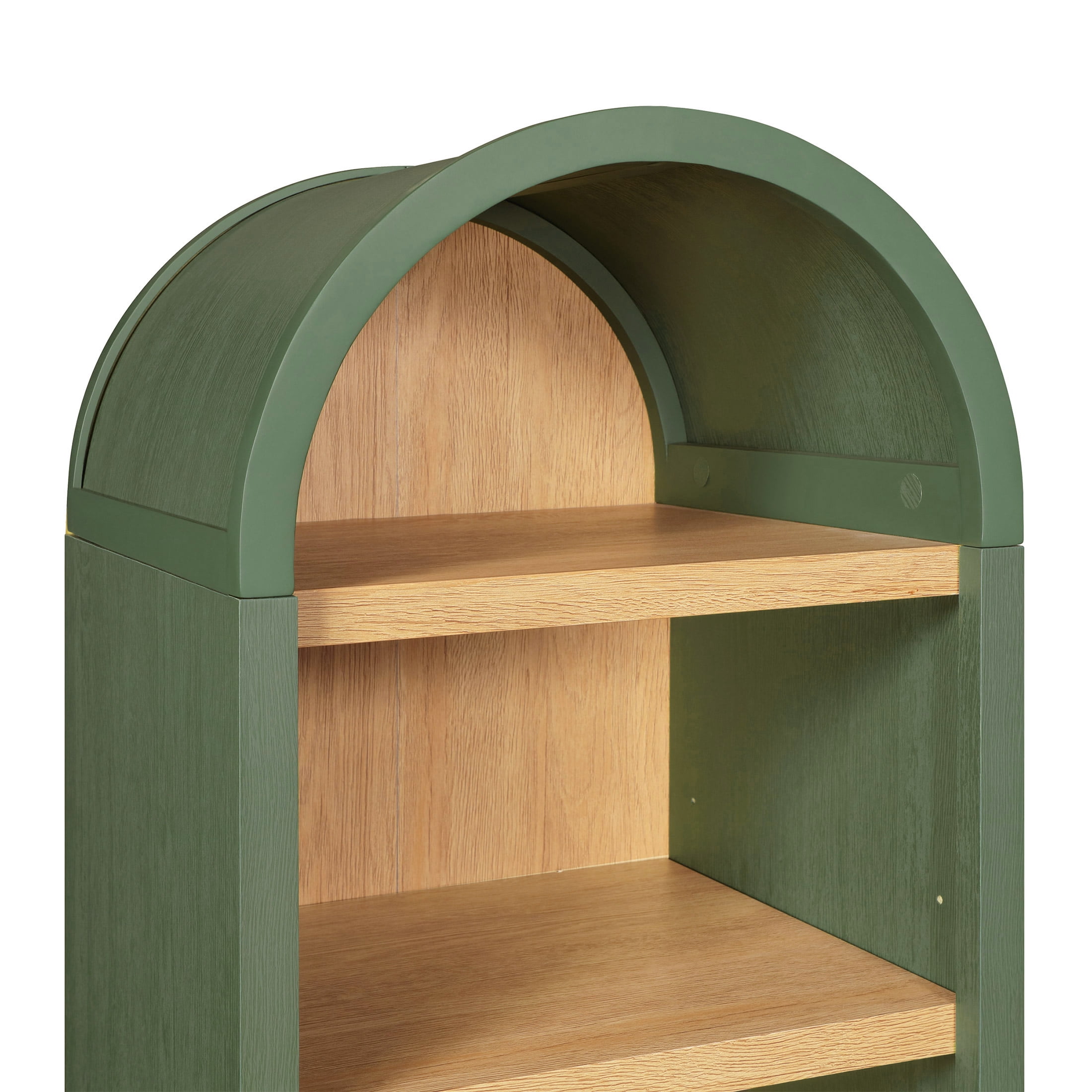 Better Homes & Gardens Juliet Narrow Arch Bookcase, Deep Green and Light Honey