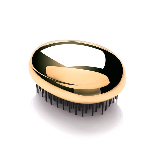 Kent PG Gold Pebble Scalp Massager Champú Cepillo y cepillo desenredante de tamaño de viaje – Depurador del cuero cabelludo para caspa y desenredante de cabello de niños (dorado)