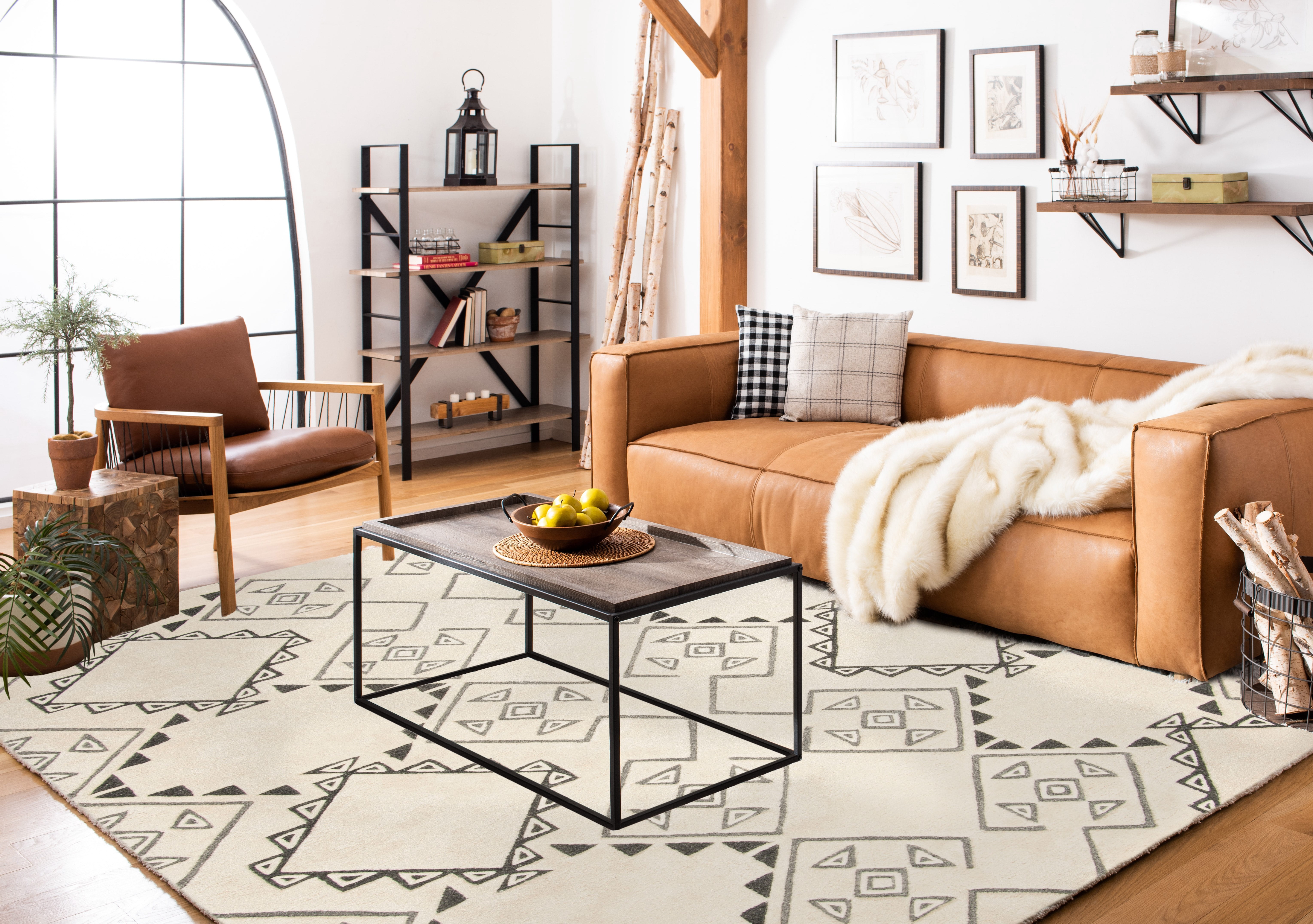 SAFAVIEH Casablanca Jerrie Aztec Shag Area Rug, Ivory/Grey, 3' x 5'