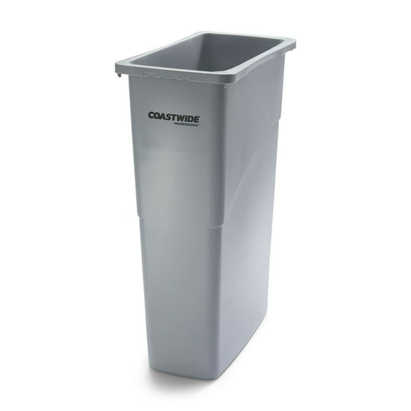 Staples Coastwide Professional Slim Plastic Trash Can with no Lid Gray 23 Gal. (CW50717)