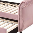 thumbnail image 2 of Twin Size Trundle Bed | Button Tufted for Elegant Appearance | Synthetic Wood and Poplar | High Load-Bearing, 2 of 6