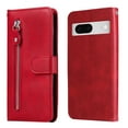 thumbnail image 3 of SaniMore Case for Google Pixel 7 6.3" 2022, Zipper Wallet Pocket Caed Slots Retro PU Leather Shockproof Drop-proof Flip Kickstand All-around Protective Shell for Google Pixel 7, Red, 3 of 12