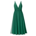 thumbnail image 7 of Sundresses for Women Casual Summer - Womens Spaghetti Strap Tulle Dress Sleeveless V Neck Backless High Waist Cocktail Party Midi Dresses with Belt, 7 of 7