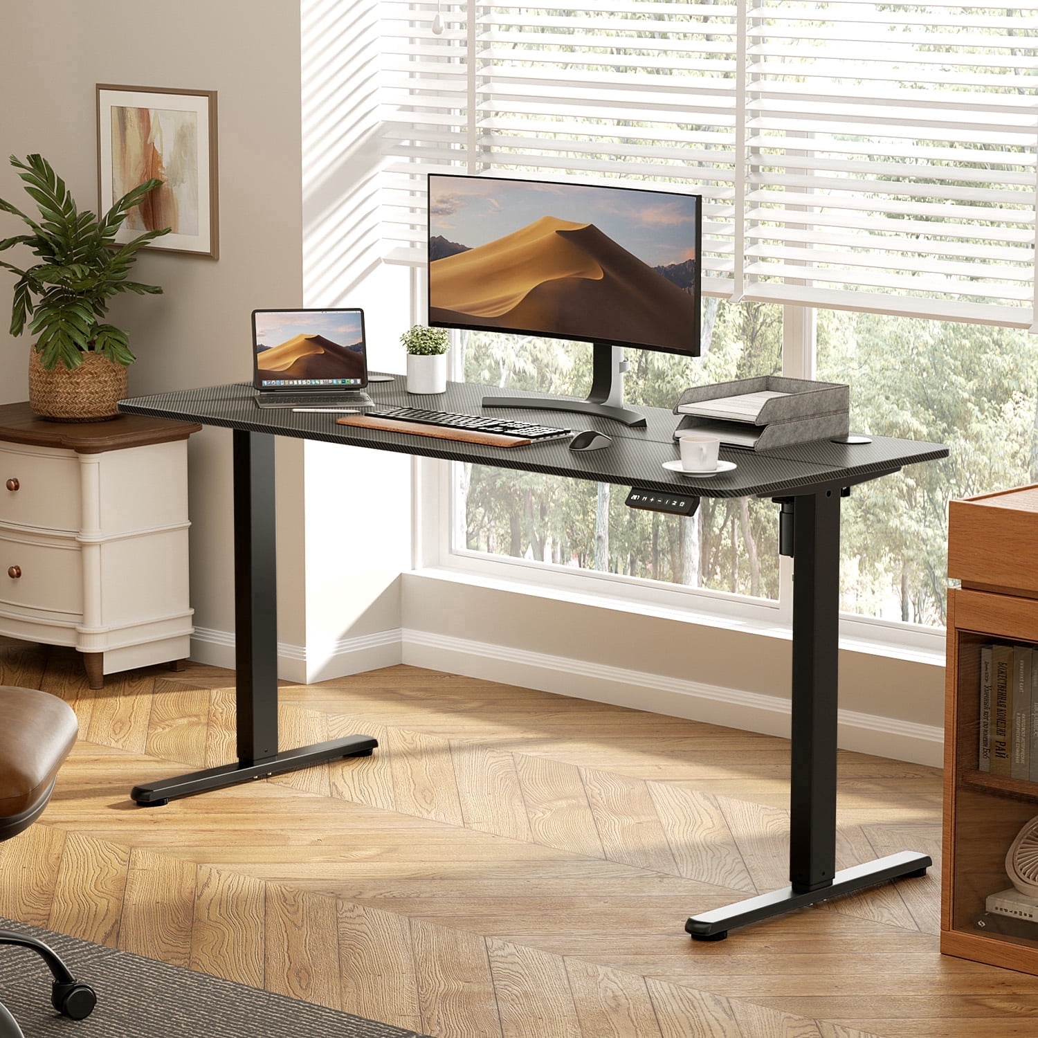 Gylador Electric Standing Desk, 55''x24'' Height Adjustable Desk with Memory Preset, Stand up Desk with Electric Lift, Electric Desk for Home, Computer Desk, Office Desk, 2 Boards, Coated Black