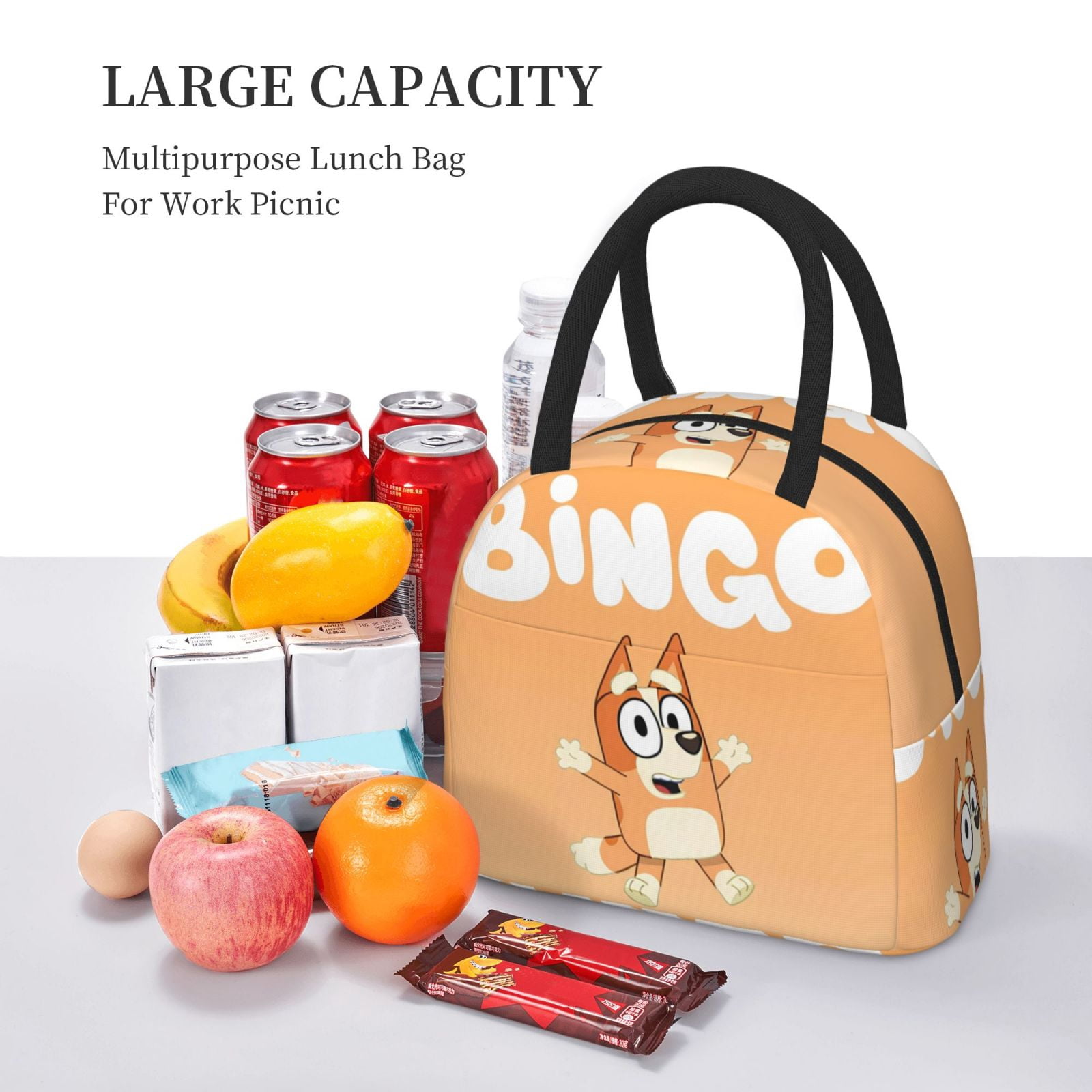 Masiiu Bluey Print Lunch Bag Large Capacity, Insulated Lunch Bag for Work, School, Picnic-One Size