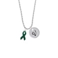 thumbnail image 2 of Delight Jewelry Silvertone Green Ribbon Silvertone Script Initial Disc - V - Charm Necklace, 20"+3", 2 of 4