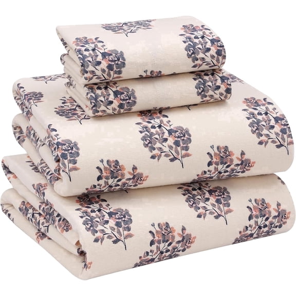 RUVANTI Flannel Sheets Full Size - 100% Cotton Double Brushed Bed Sheets Set, Deep Pockets 16 Inches, All Seasons Breathable & Extra Soft Full Sheets, Warm & Cozy, 4 Piece, Merry