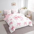 thumbnail image 4 of Homewish Cartoon Bowknot 7 Pieces Bedding Comforter Set,Stars Polka Dots Full Bedding Set,Bowtie Bow Ribbon Fitted Sheet Flat Sheet For Girls,Microfiber Bedroom Decor Reversible, 4 of 9