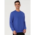 thumbnail image 3 of Sudadera de cuello redondo de color sólido de manga larga de ajuste regular básico informal para hombre Azul M, 3 of 6