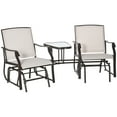 thumbnail image 2 of Patio Furniture Sets Outsunny Outdoor Glider Chairs with Coffee Table, Patio 2-Seat Rocking Chair Swing Loveseat with Breathable Sling for Backyard, Garden, and Porch, Beige,Outdoor Dining Sets, 2 of 10