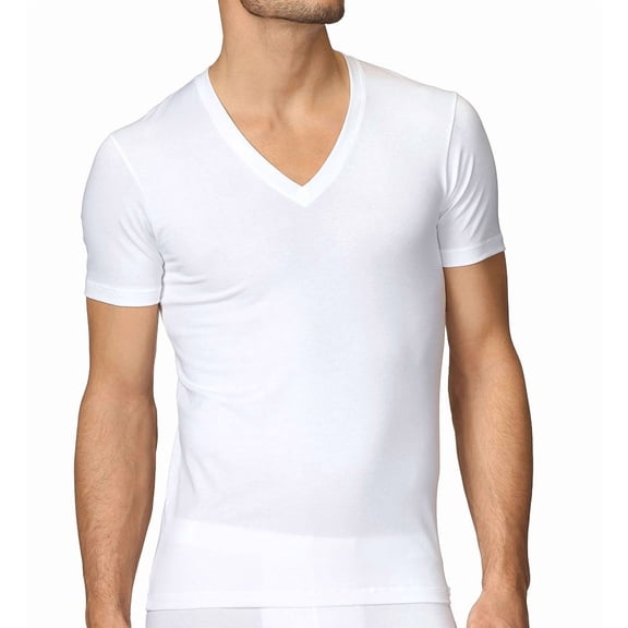 Men's Calida 14317 Evolution Pima Cotton V-Neck T-Shirt (White M)