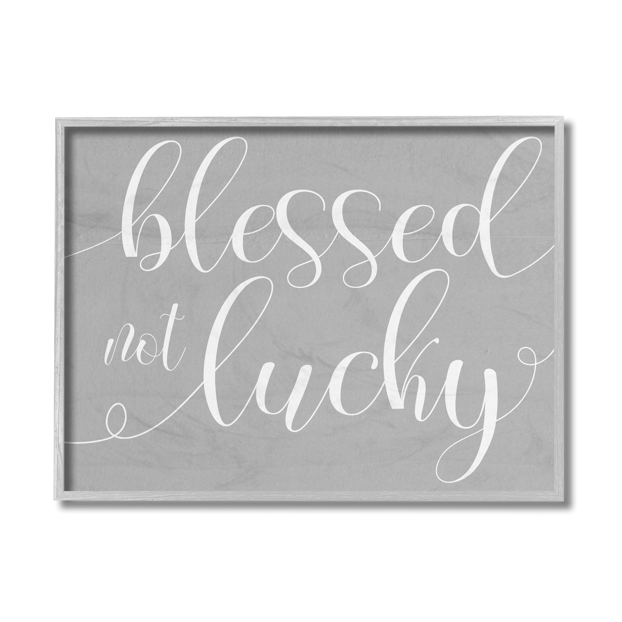 Stupell Industries Blessed Not Lucky Quote Soft Cursive Typography Black Framed, 11 x 14, Design by Daphne Polselli
