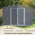 thumbnail image 5 of LZBEITEM 10 x 12 ft. Outdoor Storage Shed with Floor Frame Kit, Galvanized Steel Garden Shed, Metal Tool Sheds with Double Lockable Doors for Backyard Patio Lawn, Gray, 5 of 12