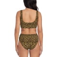 thumbnail image 3 of Kdxio Gold Glitter Leopard Print Women's 2 Piece High Waisted Wrap Spaghetti Strap Summer Swimsuit Bikini Set-XX-Large, 3 of 7