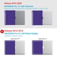 thumbnail image 4 of IBENZER New 2022 2021 MacBook Pro 13 Inch Case M1 A2338 A2289 A2251 A2159 A1989 A1706 A1708, Hard Shell Case with Keyboard Cover for Apple Mac Pro 13 Touch Bar(2022-2016), Ultra Purple, W-T13-UAPU+1, 4 of 10