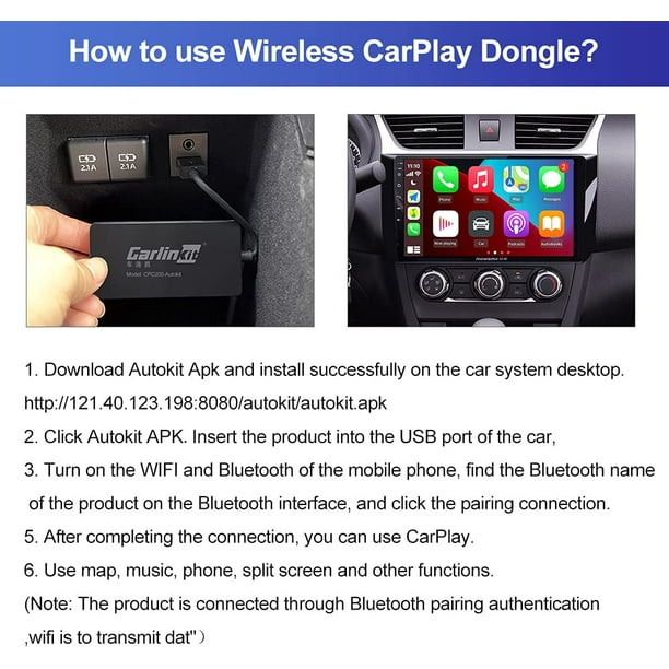 AutoKit CarPlay Sans Fil Adaptateur USB CarPlay / Android