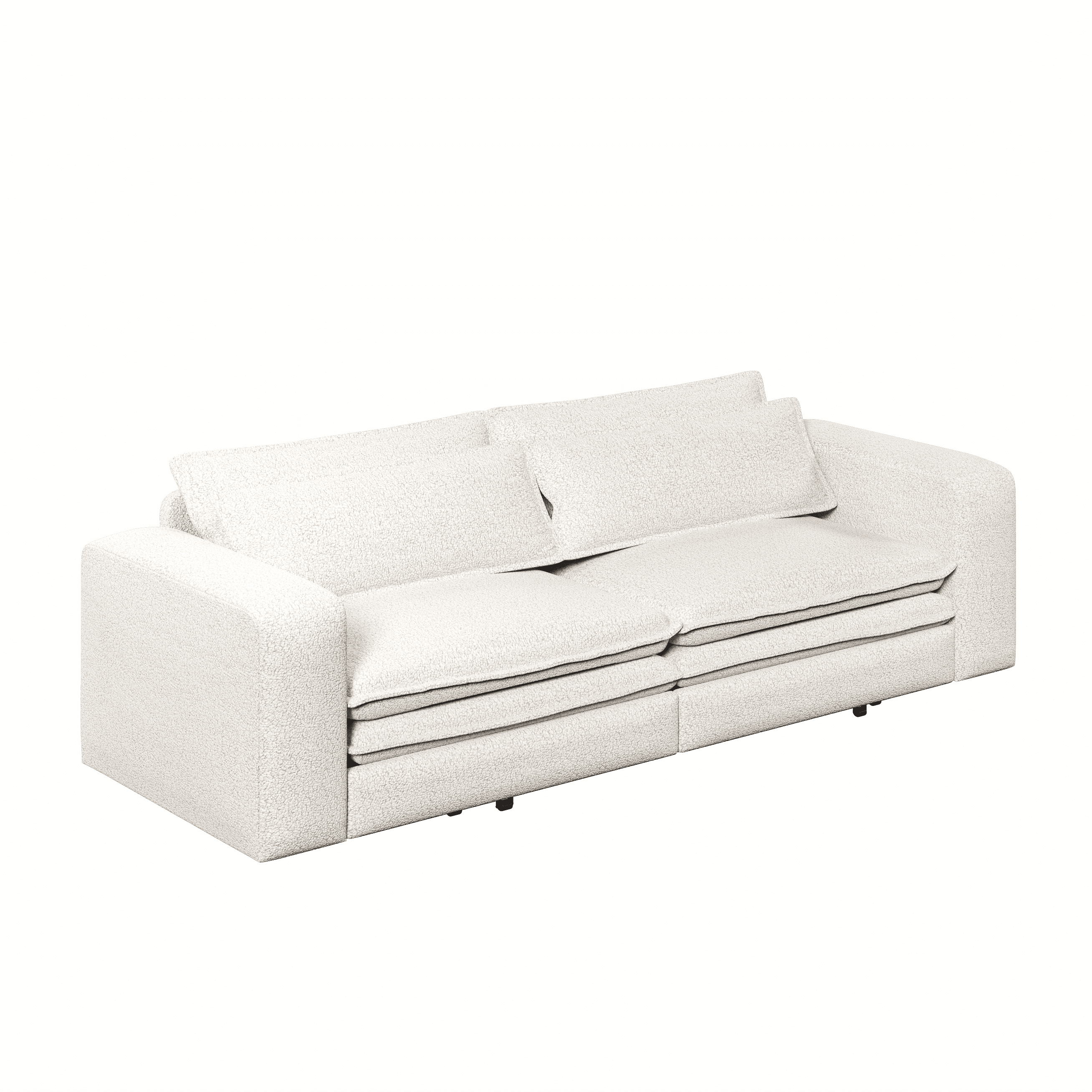 3-in-1 King Size Sleeper Sofa Bed, 93" Sherpa Fleece Pull Out Couch with Wide Armrests & Deep Seat, Modern Convertible Futon Lounge Sofa with 2 Pillows, Beige
