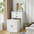 thumbnail image 2 of Miu Farmhouse 3 in 1 Vanity with Mirror, 3-Color Adjustable Lighting, Cushioned Stool for Bedroom Organization & Beauty Routines, 2 of 18