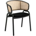 thumbnail image 4 of LeisureMod Ervilla Mid Century Modern Dining Chair With Stainless Steel Legs Velvet Seat and Wicker Back, Contemporary Dining Arm Chairs for Kitchen and Dining Room, Set of 2 (Black), 4 of 11