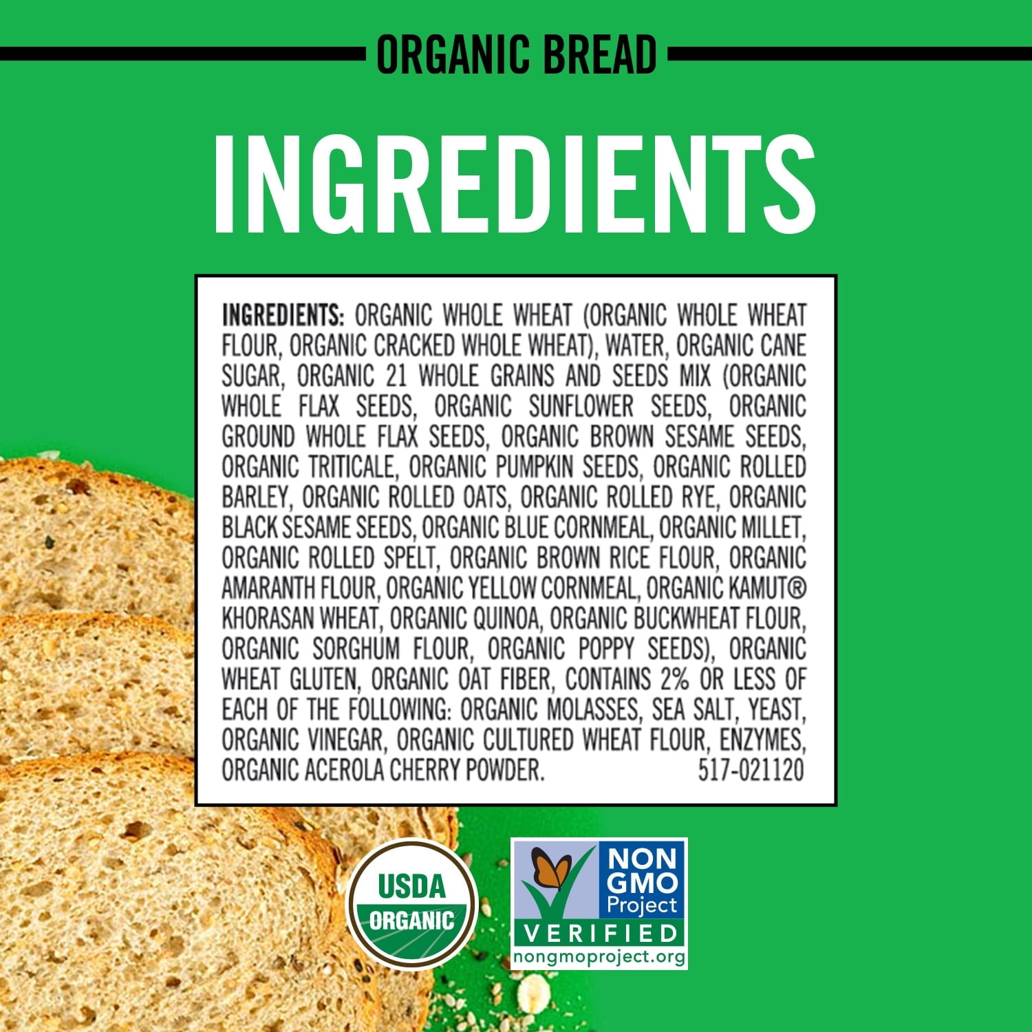 Dave's Killer Bread 21 Whole Grains and Seeds Organic Bread Loaf, 27 oz. (Pack of 2)