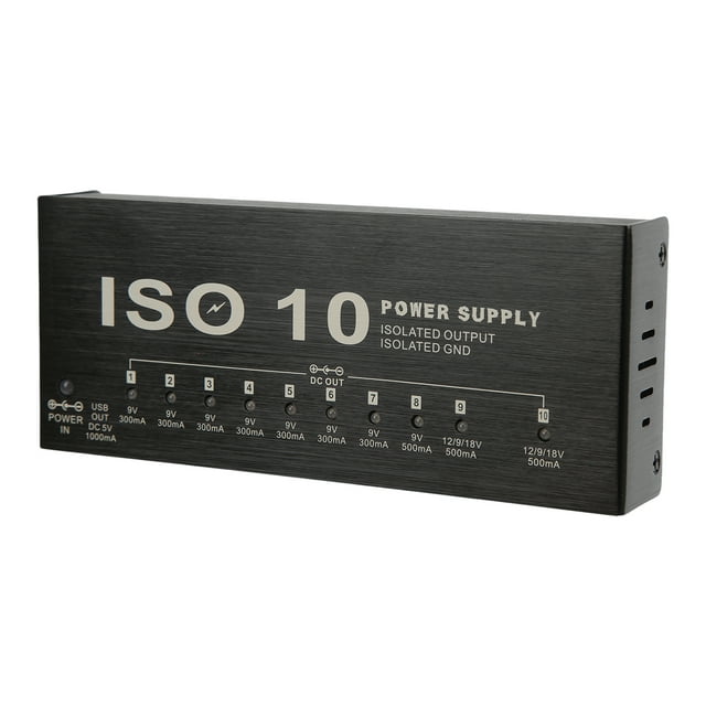 Multi Effect Power Supply, Less Interference Metal Shell Circuit Protection 10 Ways Pedal Power With 5V 1A USB Output For Electric Guitar US Plug 100-240V