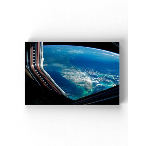 Spaceship With An Earth View Wrapped Canvas  -Image by Shutterstock,