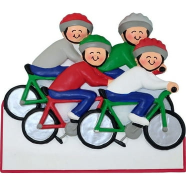 Cycling Family of 4 Personalized Christmas Ornament DO-IT-YOURSELF