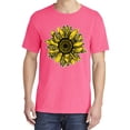 thumbnail image 2 of Wild Bobby,Artsy Cheetah Leopard Print Sunflower, Streetwear, Garment-Dyed Washed Look Short Sleeve T-Shirt, Neon Pink, Large, 2 of 3